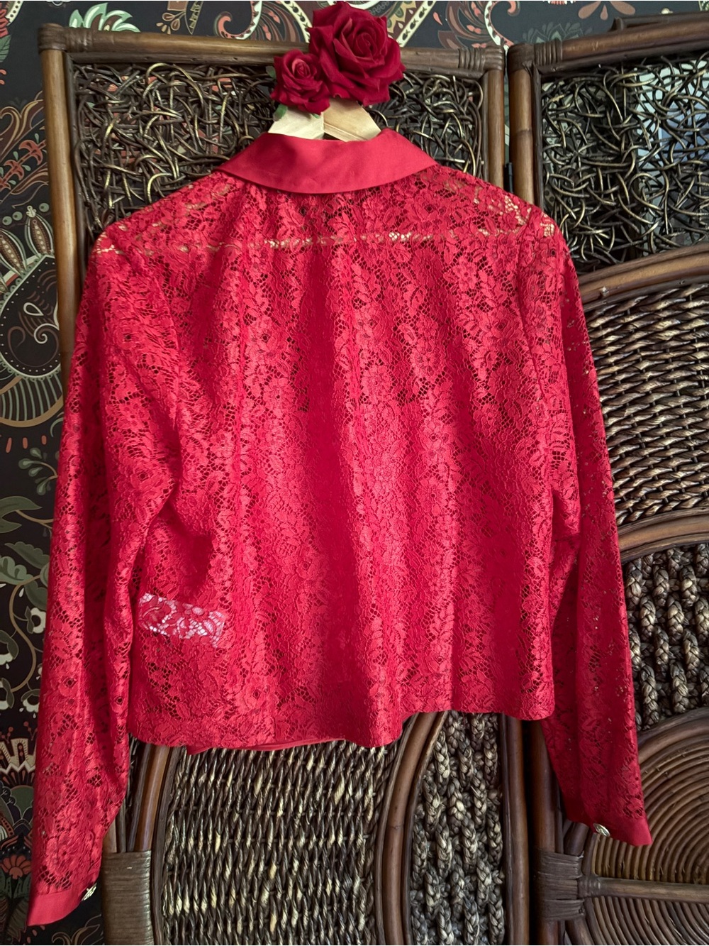 J.Crew NWT Red Lace Button Front Jacket with Matching Slip Cami | Size Medium - Picture 5 of 7